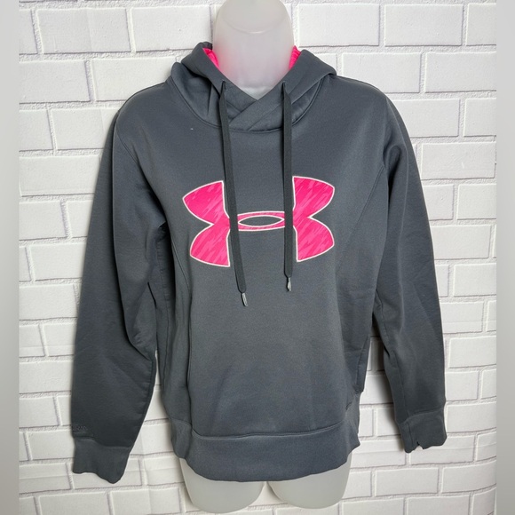 Under Armour Gray Hoodie with Pink Logo/women size SM/P/P - Picture 1 of 10